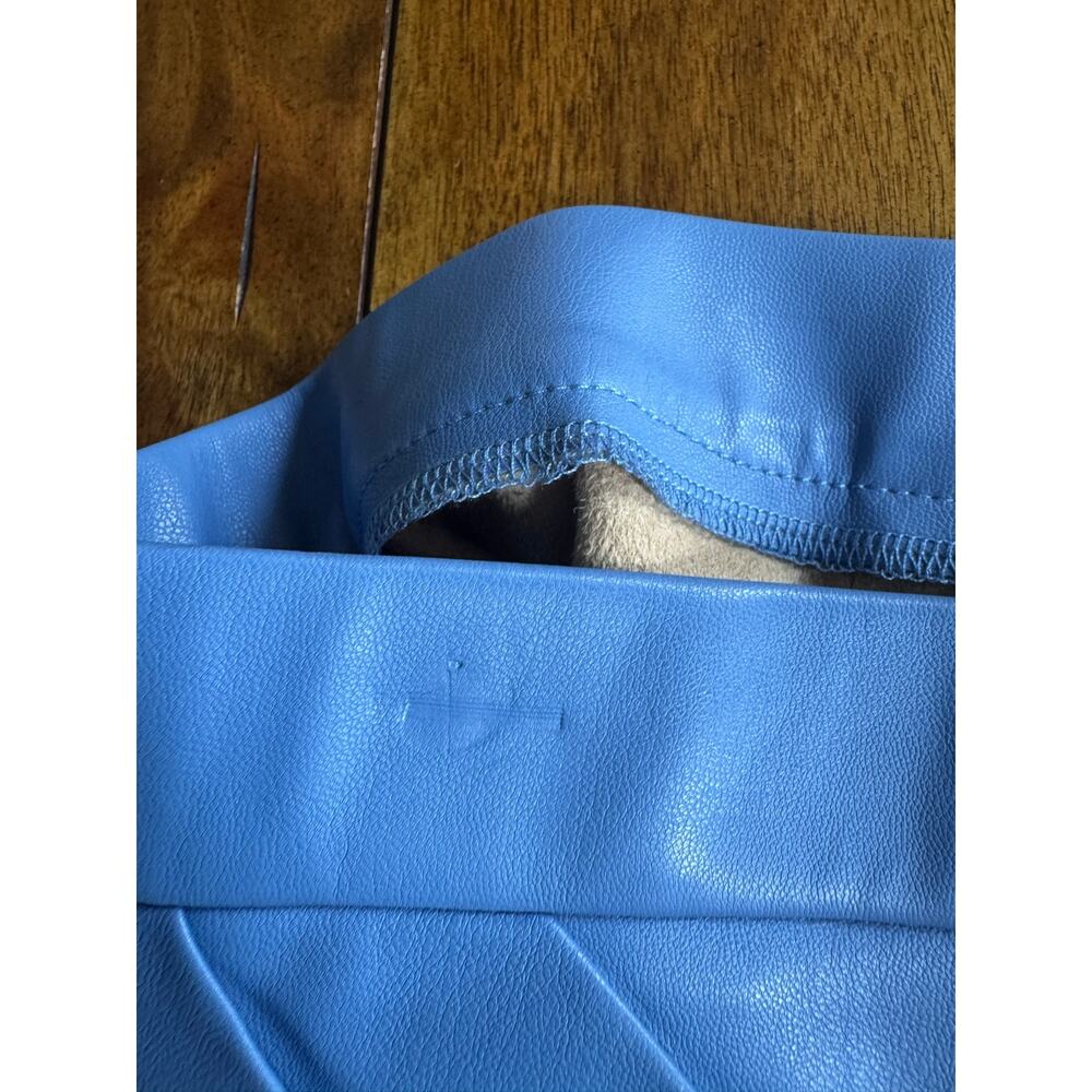 Maree Pour Toi Blue Faux Leather Wrap Skirt Size 12 - Picture 8 of 15